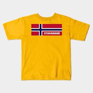 Stavanger City in Norwegian Flag Kids T-Shirt